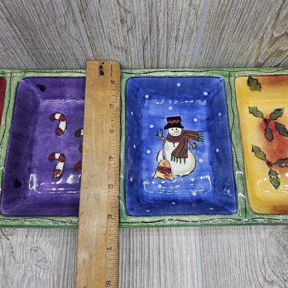 Sango The Sweet Shoppe Christmas 4 Part Relish Tray Divided Dish Sue Zipkin 3041 - Picture 3 of 7
